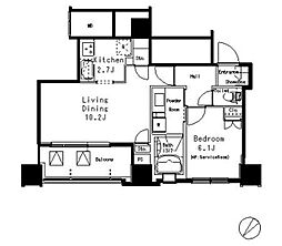 MFPR目黒タワー 14階1LDKの間取り