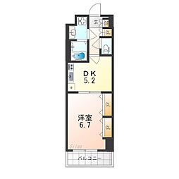 アーバネックス室町 6階1DKの間取り