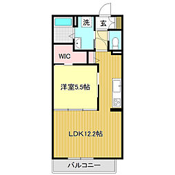 リップルオリジン 1LDKの間取図画像