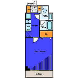 東急目黒線 洗足駅 徒歩5分の賃貸マンション 4階1Kの間取り