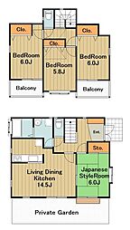 相原町戸建 4LDKの間取り