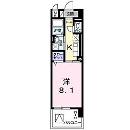 ヴァン ヴェール 3階1Kの間取り