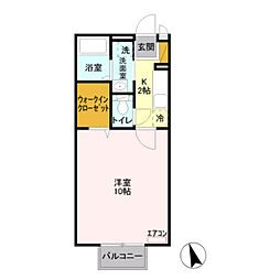 INFINITY 2階1Kの間取り