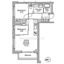 イプセ白金台 2LDKの間取図画像