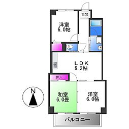 グランミッシェル 7階3LDKの間取り