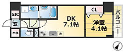 プレサンス神戸セレスティア 1DKの間取図画像