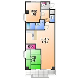 プレオール鳳 2LDKの間取図画像