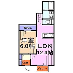 グリーンコーポ網代橋 1LDKの間取図画像