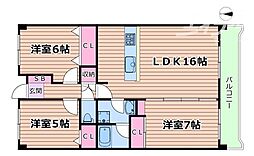淀川ハイライフマンション 3LDKの間取図画像