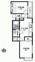 メゾンソレーユ志木 1階2Kの間取り