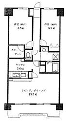 カルム・ドゥ町田 2LDKの間取図画像