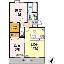 フォレストリーフ 2LDKの間取図画像