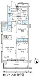 パークアクシス駒込ヒルトップ 2LDKの間取図画像
