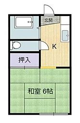 コーポさかえ 2階1Kの間取り