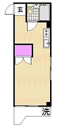 ミューハウスぱーと2 ワンルームの間取図画像