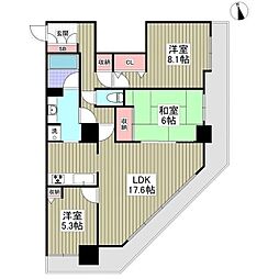 グラントーレ橋本 16階3LDKの間取り