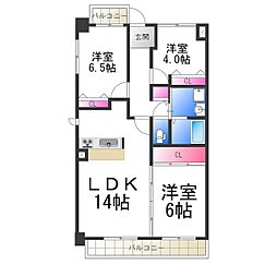 グラン・ブルー宿屋町 3LDKの間取図画像