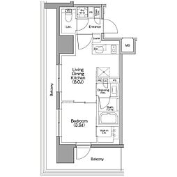 ザ・パークハビオ行徳駅前 5階1LDKの間取り