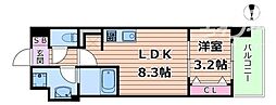 アーバネックス新町2 1LDKの間取図画像