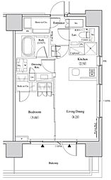 ザ・パークハビオ代々木 3階1LDKの間取り