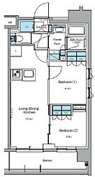 ルフォンプログレ押上EAST 3階2LDKの間取り