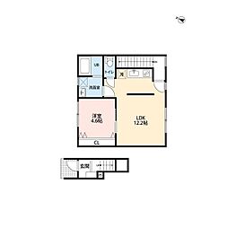 リバレイン小新西 1LDKの間取図画像