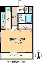 リシェス門前仲町 1Kの間取図画像