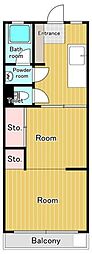 高根マンション 2Kの間取図画像