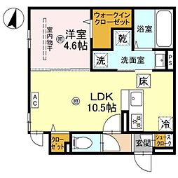JR阪和線 和歌山駅 徒歩16分の賃貸アパート 1階1LDKの間取り
