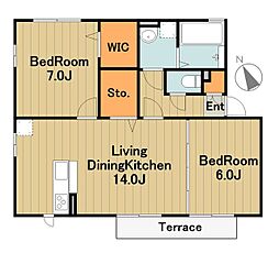 グランコート東橋本 1階2LDKの間取り