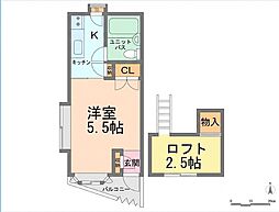 氷川台ハイム 1Kの間取図画像