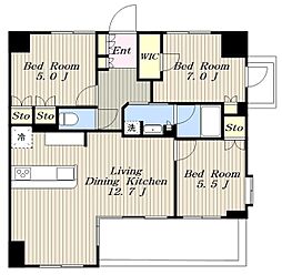 JR横浜線 町田駅 徒歩6分の賃貸マンション 5階3LDKの間取り