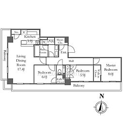 リビオレジデンス西麻布 3LDKの間取図画像
