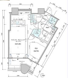パークタワー勝どきサウス 1LDKの間取図画像