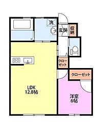 エルヴァールヤマト 1LDKの間取図画像