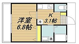 ルビーHラピス 1Kの間取図画像