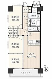 サンリバーオオモリ 3LDKの間取図画像