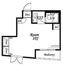 サンピアNO.16 3階1Kの間取り