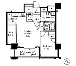 MFPR目黒タワー 1SLDKの間取図画像