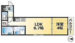 AXIA CITY 神戸松原 1LDKの間取図画像