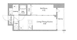 ザ・グラヴィティ新宿 2階1LDKの間取り