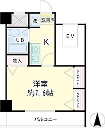 第21新井ビル 3階1Kの間取り