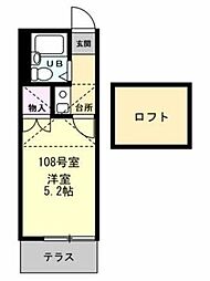 レオパレス川崎観音 1Kの間取図画像