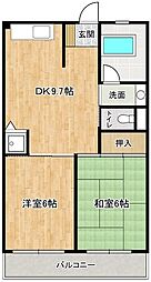 東野興産第1ビル 2LDKの間取図画像
