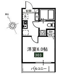 メディア中野島 1Kの間取図画像