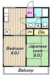 JR横浜線 橋本駅 バス10分 九沢自治会館前下車 徒歩1分の賃貸アパート 1階2DKの間取り
