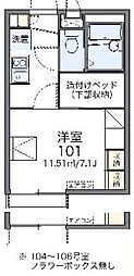 レオパレスベルウッド 1Kの間取図画像
