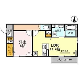 ハッピーライフ6 1LDKの間取図画像