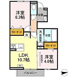 Lumie 1階2LDKの間取り
