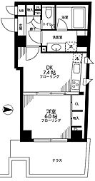 クレア白金高輪 1階1DKの間取り